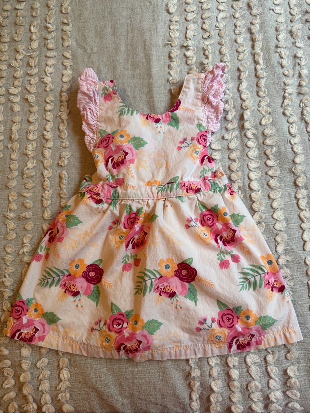 Ruffle Butts Pink Floral Flutter-Sleeve Dress